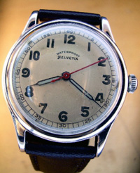 1940's Helvetia military wrist watch chrome case
